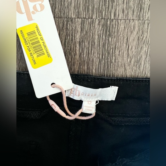 NWT GB Girls black high waisted pants with tie belt size 12 - Picture 4 of 5